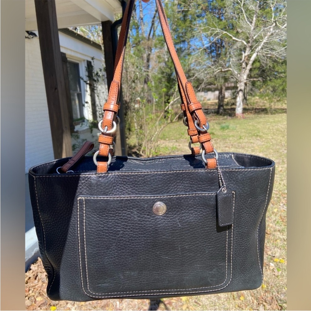 Coach Black and Tan Leather Shoulder Bag